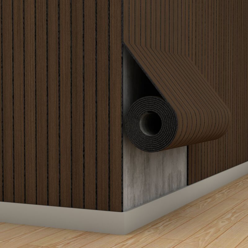 Painéis de parede de madeira macia da veneziana com camada de espuma de IXPE para a decoração da casa do bem-estar